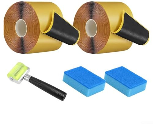 Nastro biadesivo in butile per stagno: kit di sigillatura impermeabile con rullo e spugne per la riparazione e l'installazione del rivestimento della piscina (B)