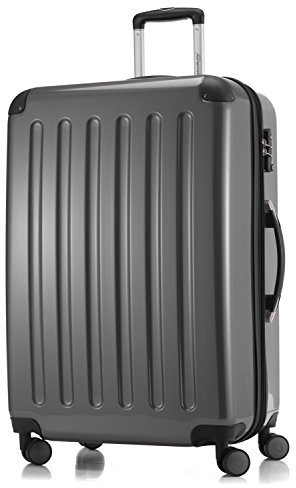 HAUPTSTADTKOFFER Alex - Großer Hartschalen-Koffer, TSA, 4 Doppel-Rollen, Trolley, Rollkoffer, Reisekoffer, Volumenerweiterung, 75 cm, 119 Liter, Titan