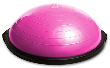 Bosu Home Hemmagymutrustning för balansträning med en diameter på 63 cm, multifunktionell boll för helkroppsträning, styrketräning gymutrustning med guidade träningspass och pump, rosa