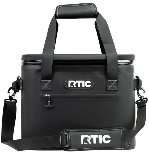 RTIC Ultra-Tough Soft Cooler 30 Can, Insulated Bag Portable Ice Chest Box for Lunch, Beach, Drink, Beverage, Travel, Camping, Picnic, Car, Trips, Floating Cooler Leak-Proof with Zipper, Black