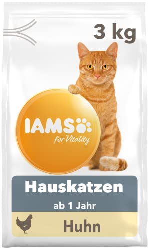 IAMS Indoor Katzenfutter trocken mit Huhn - Trockenfutter für Hauskatzen ab 1 Jahr, 3 kg