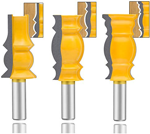 LEATBUY 1/2-Inch Shank Crown Molding Router Bit Set 3 PCS, Corner Rounding Edge-Forming Door Cabinet Router Bit Set, Woodworking Milling Cutter Tools, Carbide Cutter CNC Router (YT05)
