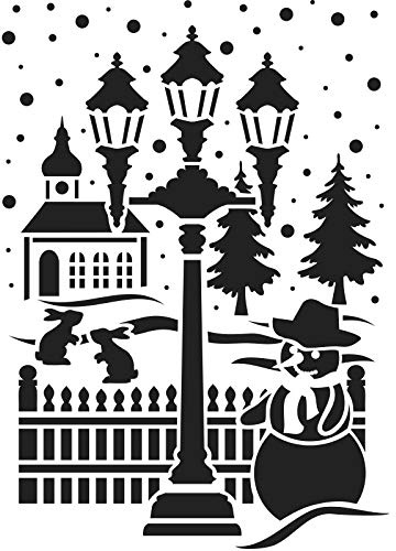 Ideen mit Herz Laser-Kunststoff-Schablone | Fenster-Schablonen | DIN A4 | Weihnachten & Winter | ideal für Wandgestaltung, Textilien, Papier, Fensterbilder selber gestalten (Schneemann & Laterne)