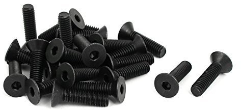 Senkkopfschrauben mit Innensechskant, flach, schwarz, 25 Stück