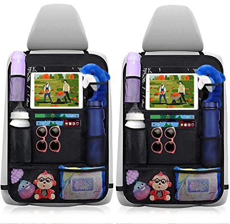 hifrom Auto Rückenlehnenschutz, 2 Stück Wasserdicht Auto Rücksitz Organizer für Kinder, Autositz Orgenizer mit 10 Touch Screen Tablet Halter, Auto Aufbewahrungstasche für Reisen