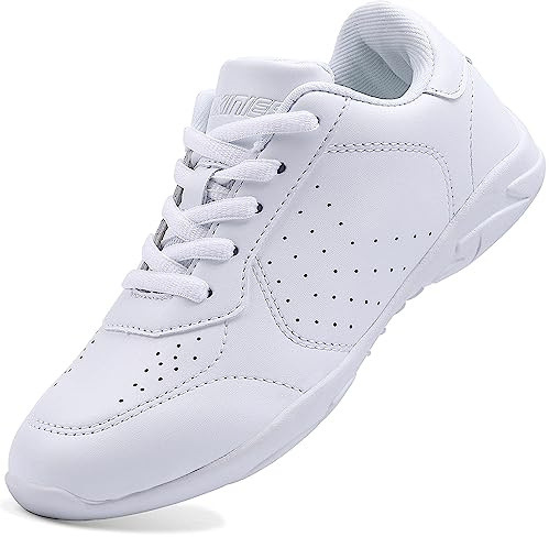 FUQIAO Girls White Cheer Shoes Lightweight Cheerleading Shoes Competition Hip Hop Sneakers White 11.5 Little Kid