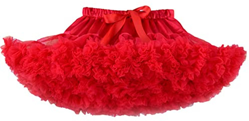 Verve Jelly Infantile bébé filles doux moelleux Tutu jupe avec couvre-couche enfant en bas âge fille Tutu jupe ensembles robe de princesse rouge S 2-4 ans
