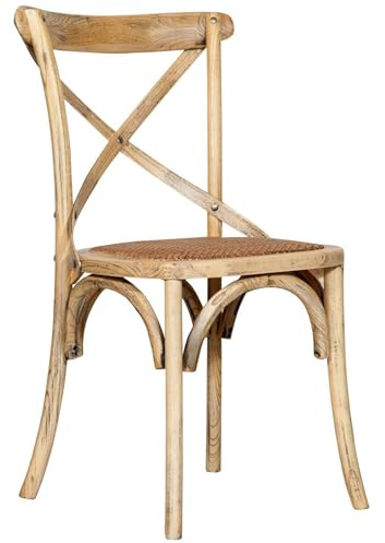 Biscottini Esszimmerstühle aus Massivholz, 86x42x46 cm – Rattan-Küchen- und Wohnzimmerstuhl – Holzstühle für drinnen und draußen – Rustikaler Stuhl