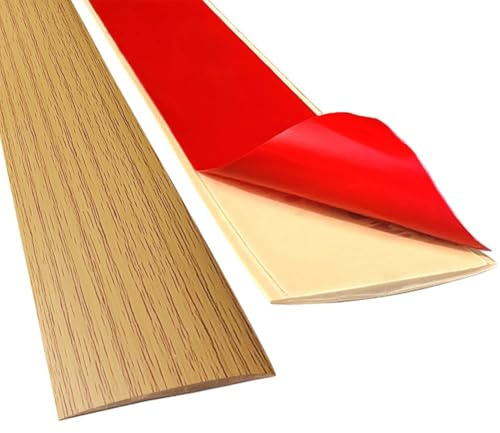 Floor Transition Strip Self Adhesive Laminate Floor Strip Threshold Seam Cover Strip Vinyl Door Floor Trim Elegant Wood Grain Design (Brown Wood Grain, 2/6.6 FT)