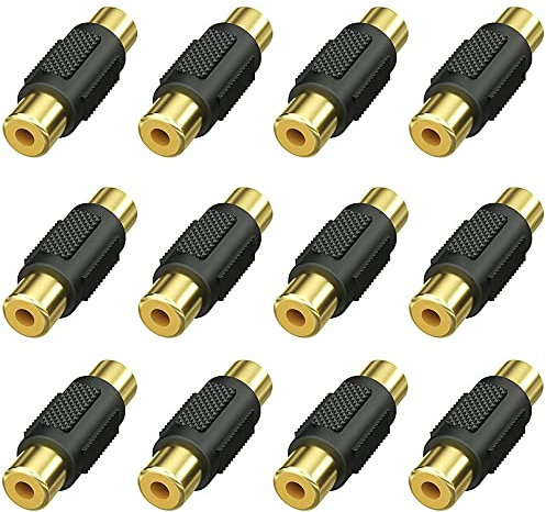 Greluma 12 Pièces Coupleur RCA Femelle - Connecteur Adaptateur pour Haut-Parleur, Câble, Phono, Amplificateur