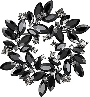 Clearine Marquise Österreichische Kristall Strass Elegante Blumenkranz-Brosche für Damen Topaz-Blau Gold-Ton