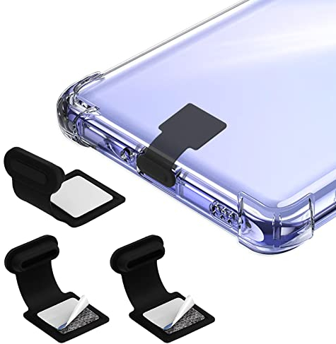 Cobee Type C Port Dust Plugs, USB C Dust Cover Caps Phone Type-C Anti Dust Charging Port Plug Silicone Dust Protectors with Removable Adhesive Compatible with Laptop Smartphones(3pcs, Black)