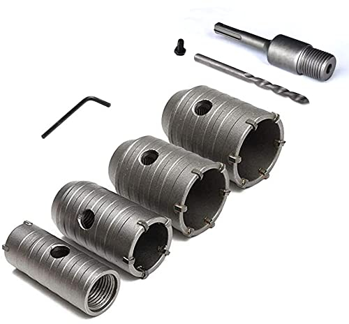 4pcs Broca De Pared Sds, Brocas De Metal Duro Para Hormigón 30/40/50/60mm Con Mango Redondo 110mm, Alta Resistencia Estabilidad, Perforación Rápida Para Acondicionadores De Aire, Lavadoras, Cables Etc