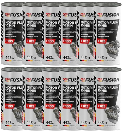 ProFusion Aditivo de Aceite Limpiador de Motores Pack de 12 x 443 ml – Limpiador Interno para Motores Gasolina y Diésel – Limpieza del Sistema de Lubricación y Segmentos del Pistón – F105 Motor Flush