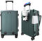 Turmaster Patented Airline Genehmigt Handgepäck mit Spinner-Rädern, 20 Zoll Koffer mit Aluminiumrahmen, integriertes TSA-Schloss, mit USB-Anschluss & Tasse, Handy-Halterung Reisekoffer (Grün)