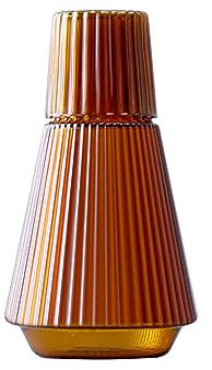 JTBDWOSK 34oz Vintage Nachttisch-Wasserkaraffe und Glas-Set, Klassische Gestreifte Nachttisch-Wasserkaraffe aus Glas mit Tumbler-Glas, Klarglas-Saft-Wasserkrug für Schlafzimmer-Nachttisch,Braun