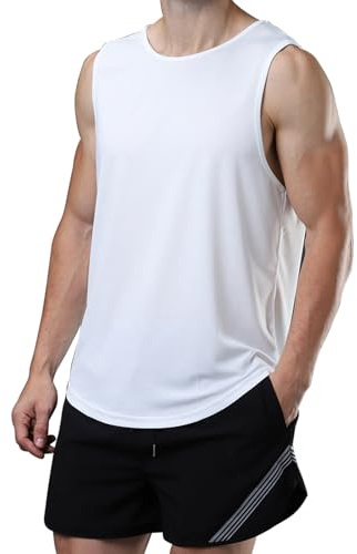 meioro Herren Mesh Tank Top, Atmungsaktives Ärmellose Shirt Angepasste Muskelshirt, Sport Rundhals Tank Tops Männer Sommer Gym Workout Funktionsshirt Bodybuilding Fitness Unterhemd