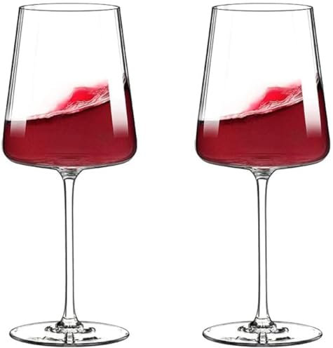 AGAATI Copas de Vino Tinto de Tallo Largo, Copas de Vino Blanco Tinto, cristalería de Primera Calidad, Regalo para Fiesta de inauguración de la casa, Aniversario de Boda (Rojo, Blanco A)