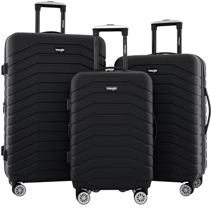 Wrangler Tahoe 3 Piece Spinner Luggage Set, Black