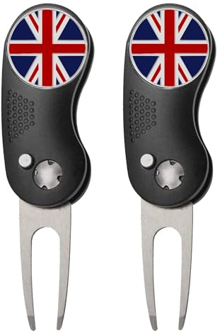 FINGER TEN Golf Divot Repair Tool 1/2 Pack | Magnetic Ball Marker Hold,Stainless Steel Durable Build,Foldable Pocket Design, Quick Easy Divot Repair, Gift For Players