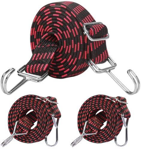 BDSHUNBF 3 Pack 40 (100CM) Verstellbar Spanngummi mit Haken, Robuste Spanngummis mit Haken, Gummispanngurt Expander Flach Gepäckspanner Schwarz Gummiseil, für Sonnensegel Garten Fahrrad Auto Tarps