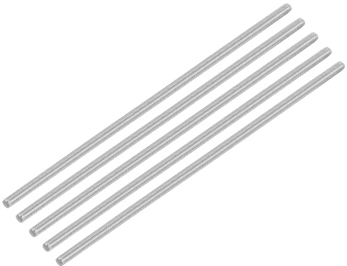 QUARKZMAN 5 Stück Gewindestangen, M5 x 200mm, 304 Edelstahl, Gewindestab mit metrischem Vollgewinde, M5-0,8 Gewindestift für Möbel- und Maschinenmontage