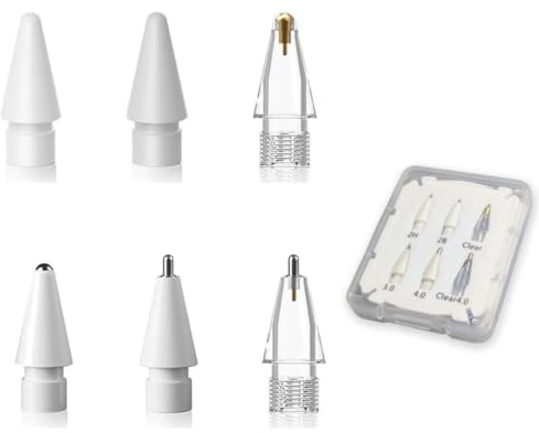 LOVE MEI Replacement Pencil Tips for Apple Pencil Pro, Upgraded Pencil Tips Fits Apple 2nd 1st Gen USB-C and Logitech Crayon Digital Pen, Pen Nib Pad Pro Pencil Sets (6)