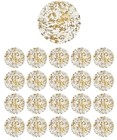 ZBHDEYG 20 manteles individuales redondos dorados, lámina dorada, diseño de rejilla, suministros para bodas y fiestas de cumpleaños