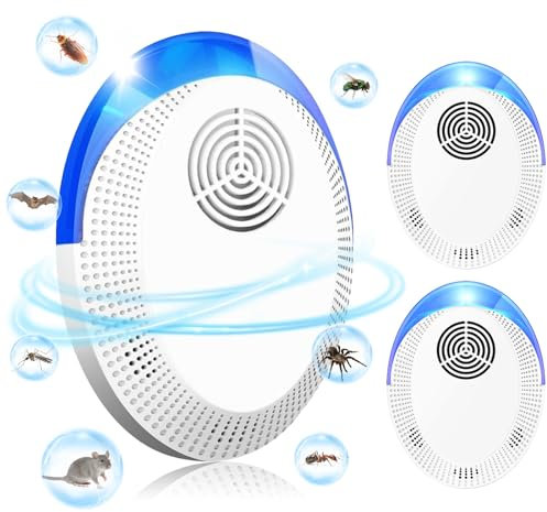 Ultrasonic Pest Repeller, Electronic Mouse Repellent, Indoor Silent Rat Deterrent Plug In, Pest Control for Mice, Ants, Spider, Rodent, Fly, Mosquitoes, Harmless to Humans & Pets (2)