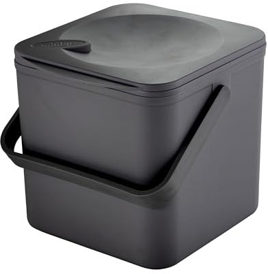 Minky 3.5L Caddy, Kitchen Food Waste Caddy, Recycle Bins for Kitchen, Multipurpose Storage Caddy, Removable Bag Retention Ring & Sturdy Handle, Choice of Colours, Made in the UK (Black, One Size)