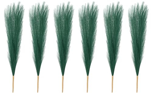 PATIKIL 6 Pz 17 Pollici Finto Erba della Pampa Decorazioni Boho Verde Scuro | per la Casa Decorazione Artificiale Steli Soffici Altissimi, per Matrimonio Festa Fiori Vaso Centrotavola