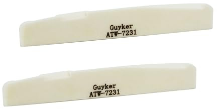 Guyker Akustikgitarre Knochenbrückensattel 6 Saitenmuttern Ersatzteile Zubehör für akustische Folk-Gitarre, 2 Stück, 72 x 3 x 11 mm, ATW-7231