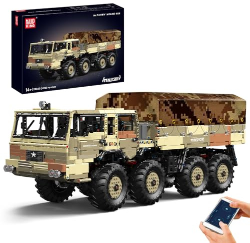 Mould King 20040 MOC Technik Groß Schwerer militärischer Geländelastwagen 8×8 Geländewagen ferngesteuert SVU ferngesteuertes Auto Klemmbausteine Bausatz Technologie APP Bausatz Modell (4733+Teile)