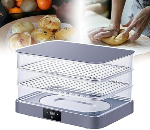 DDNGEJ Gärbox für die Brotherstellung, Joghurt-Gärungsgerät, 3-lagiges transparentes Gärtablett, unterstützt 1 Minute-24 Stunden Timing, Touch-Display, Brot-/Joghurt-G