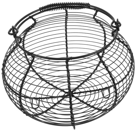 HOMOBABE Cesta De Almacenamiento De Alambre Redonda Con Asa Para Frutas y Verduras Versátil Soporte De Transporte Para Huevos y Otros Artículos Diseño Moderno y Práctico Para Cocina y