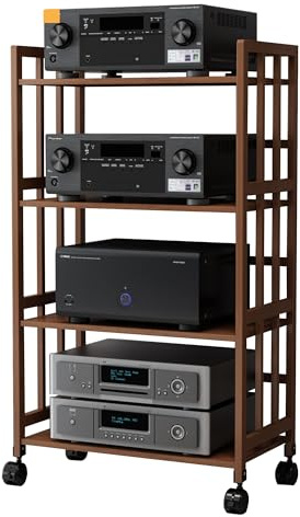 WXZXWXZX Mobile Giradischi Con Ruote Universali Consolle Scaffale Portaoggetti Mobile HiFi Aperto Multifunzione per Jukebox HiFi Stereo Stampante(4layers-80 * 38 * 123cm)