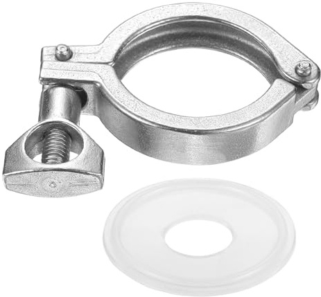 PATIKIL Tri Sanitary Clamp Single Pin, Heavy Duty 304 Stainless Steel Clamp Sanitary Fittings with Wing Nut Silicone Gasket for Ferrule TC Tube OD 1 Flange Size 50.5mm, Silver