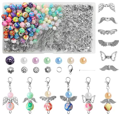 Xerteam 60 Stück Schutzengel Anhänger Selber Machen Schutzengels anhänger DIY PerlenAnhänger Hochzeit Bastelnset Perlenengel Basteln schutzengel Bastelset für DIY Basteln Weihnacht Taufe Kommunion