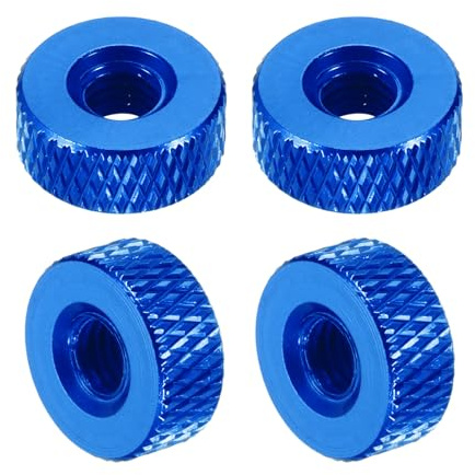 QUARKZMAN 4 Pcs Tuercas De Mano Estriadas, M5 x 12 mm x 5 mm Rosca Hembra De Aluminio Plano Para Agujero Pasante Ajuste Para Partes De Impresora 3D, Máquina, DIY, Azul