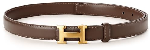 BZZSMXN Gürtel Damen Braun H-Goldschnalle Ledergürtel Damen, Breite 2.5CM, Klassisch Damengürtel Für Jeans Hosen Kleider, Verstellbarer, Dupes Taillengürtel Geschenke Für Frauen, Länge 110CM
