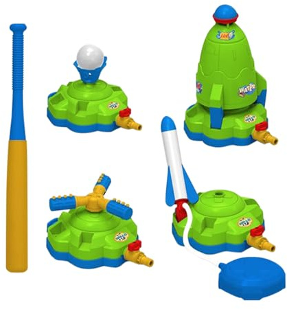Fun Kid Sprinklers - Rotating 360 Backyard Water Toy, Interactive Baseball Rocket Launch Play Set, Garden Yard Pool for Ages 3-12, Outdoor Summer Activity, Safe Engaging Play Equipment for Children