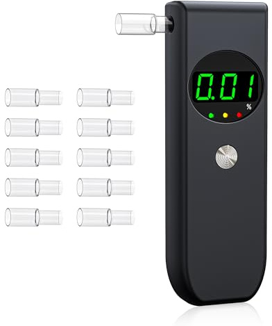 FFtopu Breathalyzer with LCD Digital Display Includes 10 mouthpieces, Portable for Home and Party use (Black)