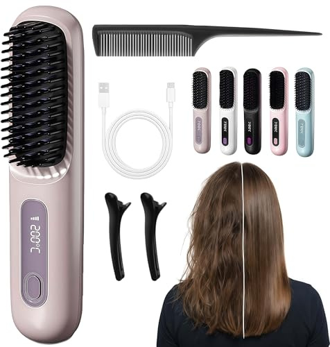 clinora Die ERSTE intelligente Syling - Kabelloses Glätteisen Mini Haarglätter USB C Akku Tragbar Mit 3 Temperaturen Keramik Heizplatte Für Glattes Haar Und Locken (Lila)
