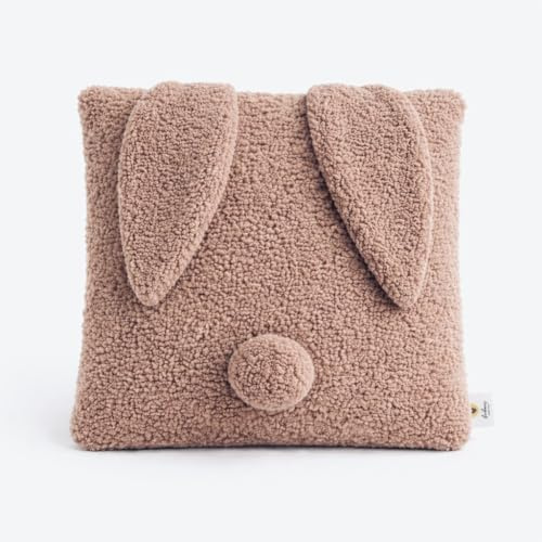 BABEES DEKOKISSEN Boucle Kuschelkissen Wolke GROß 40x25 cm, Flauschiges Deko Kissen für Baby & Kinderzimmer - für Mädchen & Jungen - beige Creme (HASE_Beige)