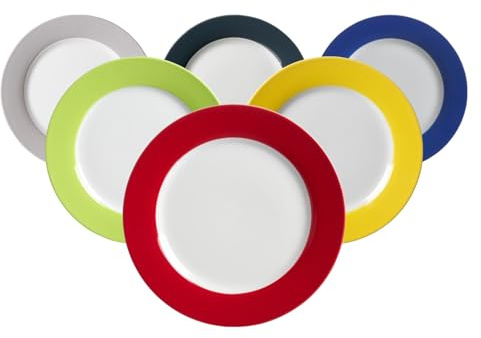 Ritzenhoff & Breker Doppio Dessertteller, 6er Set, Kuchenteller, Frühstücksteller, Porzellan, Bunter Mix, Ø 20 cm