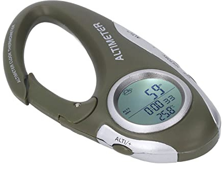 Gsycle Altimetro-barometro Digitale Portatile Multifunzionale, con Schermo LCD retroilluminato, Bussola, termometro e altimetro per Escursionismo, Campeggio e Trekking.