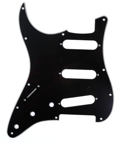 Musiclily 11 Fori SSS Strat Pickguard Mancino Chitarra Battipenna per Fender USA/Mexican Made Standard Stratocaster Standard Stile Moderno, 3 strati Nero