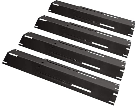 Unicook Barbecue Heat Plate, Heavy Duty Adjustable Porcelain Steel Heat Shield, Gas BBQ Replacement Parts, Length Extends from 29.8cm up to 53.3cm, 4 Pack