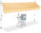 Relaxdays Auvent rétractable 350 cm Store Balcon Marquise Soleil terrasse Hauteur réglable sans perçage, Jaune-Blanc, 350 x 120 cm