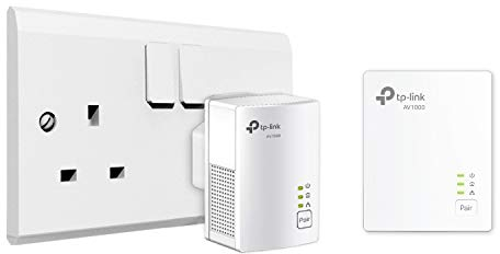 TP-Link TL-PA7017KIT 1-Port Gigabit Powerline Starter Kit, Powerline Network Adapters Data Transfer Speed up to 1000 Mbps, Ideal for HD/3D/4K Video Streaming & Online Gaming, No Configuration Required